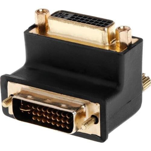 90 Degree Right Angled DVI 24+5 D DVI-D Digital Dual Link Male To Female Extension Adapter For HDTV LCD Monitor High Speed