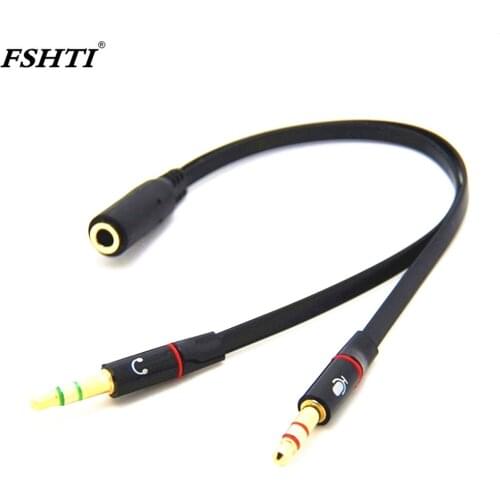 3.5 mm Black Headphone Earphone Audio Cable Micphone Y Splitter Adapter 1 Female to 2 male Connected Cord to Laptop PC
