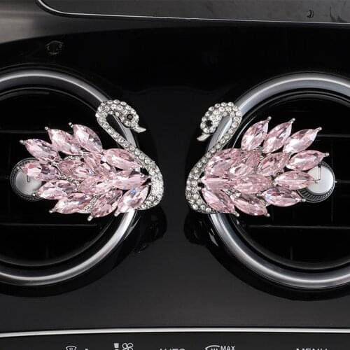 Shiny Car Air Vent Decoration Crystal Swan Car Air Conditioning Perfume Clip Rhinestone Swan Car Interior Decoration for Girl