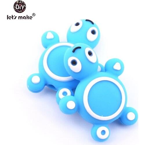Lets Make 5pc Sky Blue Mini Tortoise Silicone Can Chew Beads Natural Nursing Beads Charm Necklace Pendant BPA Free Baby Teether
