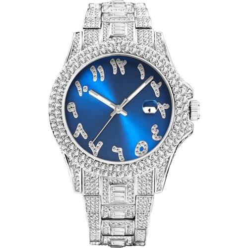 Dropshipping Iced Out Full CZ Diamond Quartz Watch Arabic Number Dial Luxury Men Wrist Body Jewelry Watches Women Wristwatch