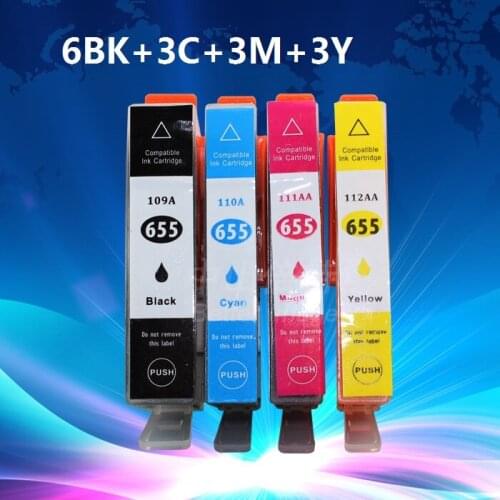 INK WAY Value pack,3 full sets plus 3 extra Black cartridges for HP655 BK C M Y,NON-OEM