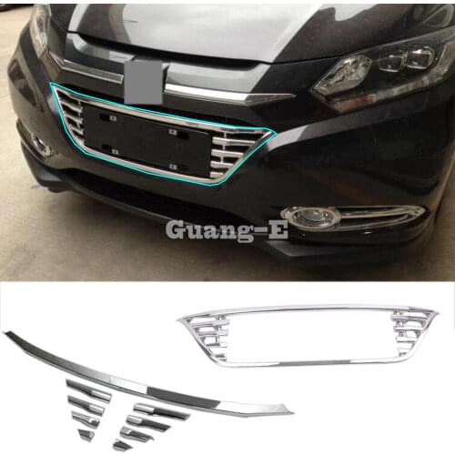 Car Body Protection Detector ABS Chrome Trim Front Up Grid Grill Grille Around For Honda HR-V HRV Vezel 2014 2015 2016 2017 2018