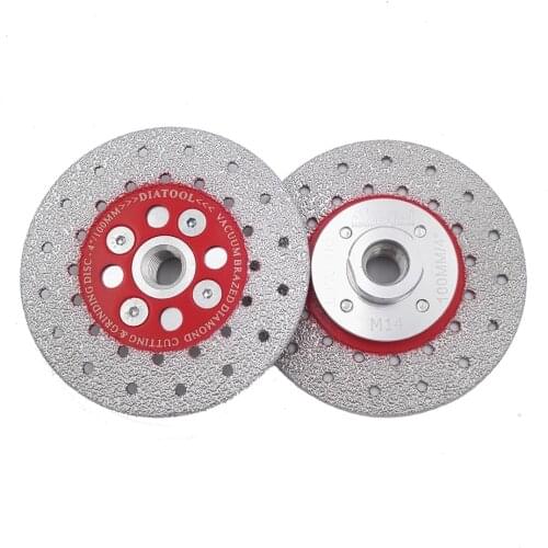 DIATOOL 2pcs Double Sided Vacuum Brazed Diamond Cutting & Grinding Disc With M14 Thread Premium Quality