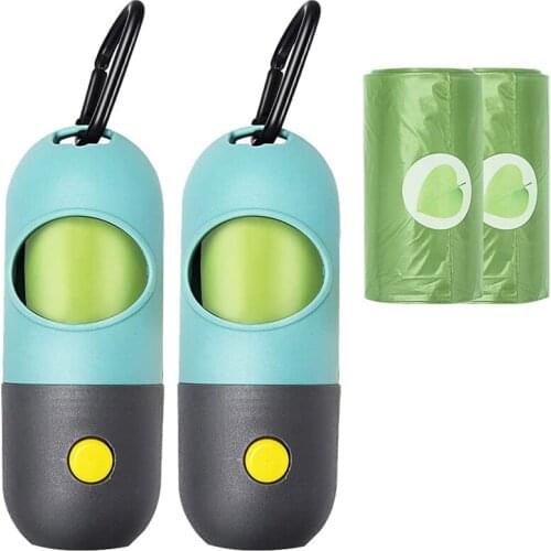 Dog Poop Bag Dispenser Built-in Led Flashlight 2Pcs Poop Bag Holder, Dog Waste Bag Dispenser for Leash with Sturdy