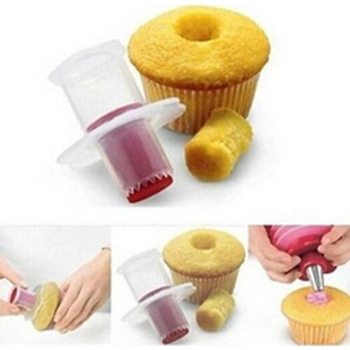 1 Pc Color Random Cupcake Corer Tools Muffin Cake Pastry Corer Model Plunger Cutter Decorating Plastic Cake Digging Holes Device