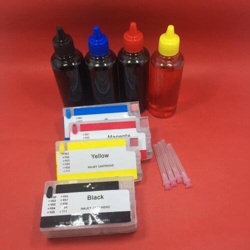 YOTAT 400ml Dye ink + Refillable for HP 954 HP954XL ink cartridge for HP OfficeJet Pro 8702 7720 7730 7740 8210 8218 8710 8720