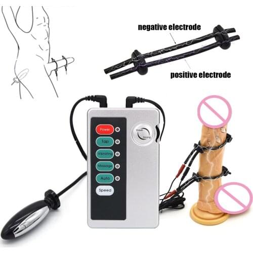 Electro Shock Penis Ring Anal Plug Vibrator Electric Stimulation Physiotherapy Cock Ring Prostate Massage Sex Tool For Man Gay