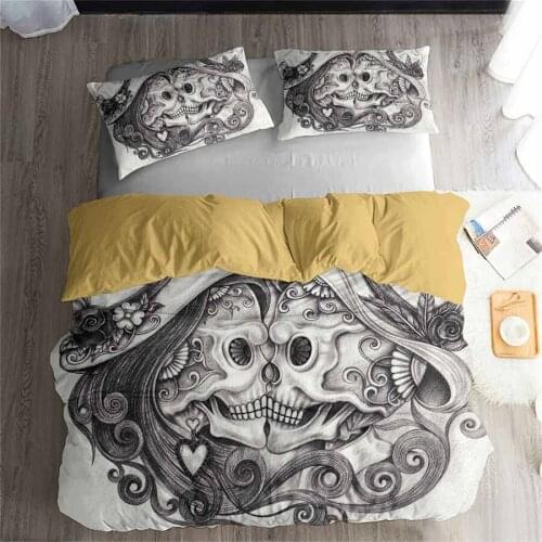 HELENGILI 3D Bedding Set skull Print Duvet cover set lifelike bedclothes with pillowcase bed set home Textiles #2-25