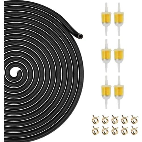 Fuel Line Kit, 10 FT ID Engines Fuel Line Hose with Hose Clamps and Inline Fuel Filters Set for Mower Tractor Dirt Bike