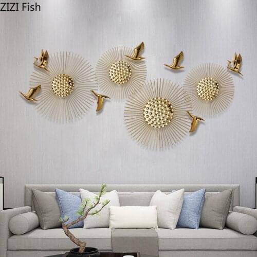 Creative Metal Dayan Sun Flower Wall Decoration Golden Abstract Wall Hanging Crafts Sofa Background Wall Luxury Home Decoration