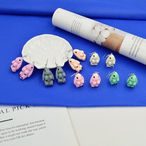 Creative Emulational Cute Rabbit Earrings Personality Sweet Multicolor Playful Rabbit Fashion Simple Eardrop Student Child Gifts
