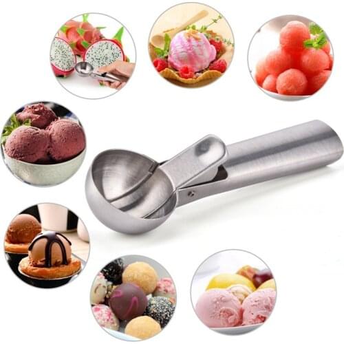 Ice Cream Scoop Stainless Steel Ice Cream Spoon Watermelon Baller Scoop Fruit Dessert Spoon Ice Cream Ball Maker Kitchen Tools