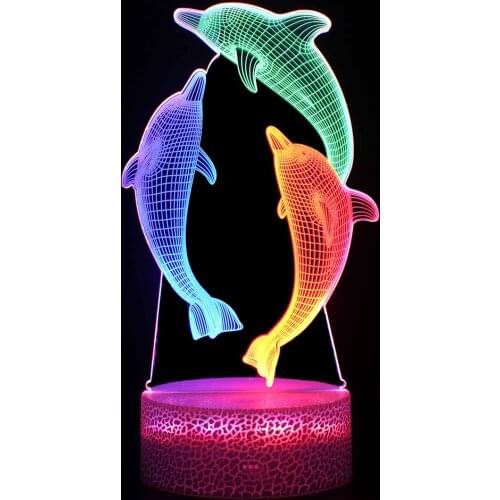 Cute dolphin Modelling 3d USB led Table Lamp with Touch Switch Colorful Kids Night Light for Home Beroom Decor Creative Gifts
