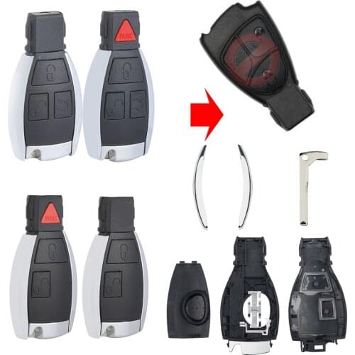 Modified Remote Key Shell Case Fob for Mercedes-Benz C E S M CLS CLK GLK GL W124 W202 Smart Key Card Keyless Entry