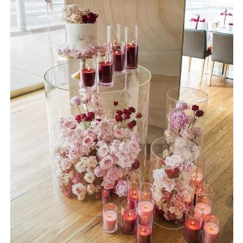 New style clear Acrylic Party Round Plinths, Acrylic Cylinder Pedestals Display Platform