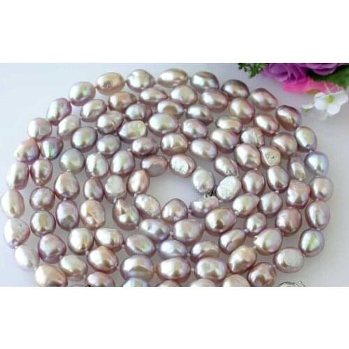 80-200cm 30-80inch Necklace Woman Jewelry AAA Natural pearl 9x10mm purple baroque freshwater pearl