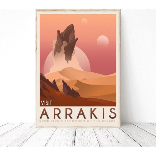 Dune Poster Retro Travel Canvas Painting Wall Art Pictures Science Classic Fiction Spice Space Gift Idea For Living Room