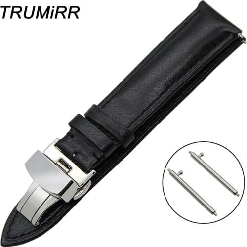 22mm Quick Release Watchband for LG G Watch W100 W110 Urbane W150 1st Layer Genuine Leather Band Butterfly Buckle Strap Bracelet