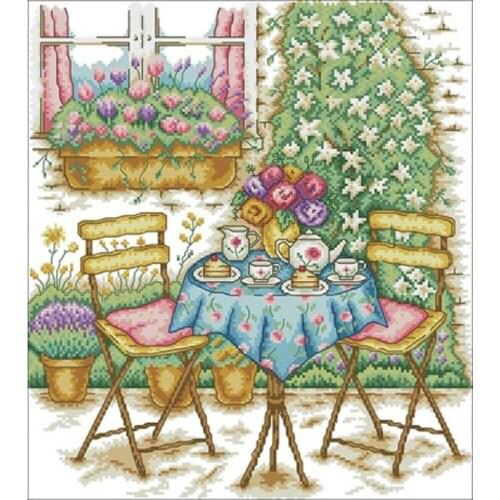 Garden chair patterns Counted Cross Stitch 11CT 14CT 18CT DIY Chinese Cross Stitch Kits Embroidery Needlework Sets home decor