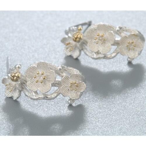 Chandler Plum Flower Blossoms Earring Cherry Branch Post Stud Earrings Women Boucle bloem Exaggerated Style Jewelry Gifts