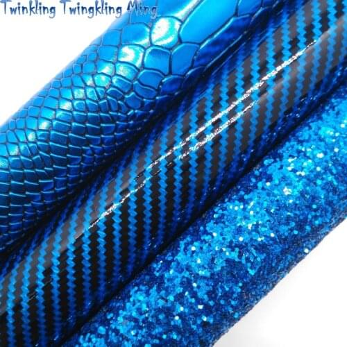 Blue Chunky Glitter leather, Metallic Snake Embossed Synthetic Leather For Bow A4 21x29CM Twinkling Ming XM876