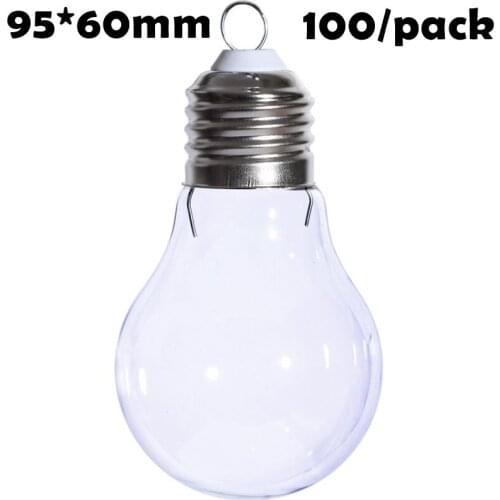 Free Shipping DIY Paintable Christmas Xmas Decoration Ornament/Ball 95*60mm Glass Light Bulb, 100/Pack