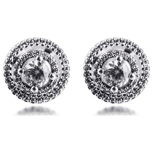 Sparkling Double Halo Stud Earrings Fashion Female Earrings Classical Sterling silver Jewelry For Woman Stud Earrings