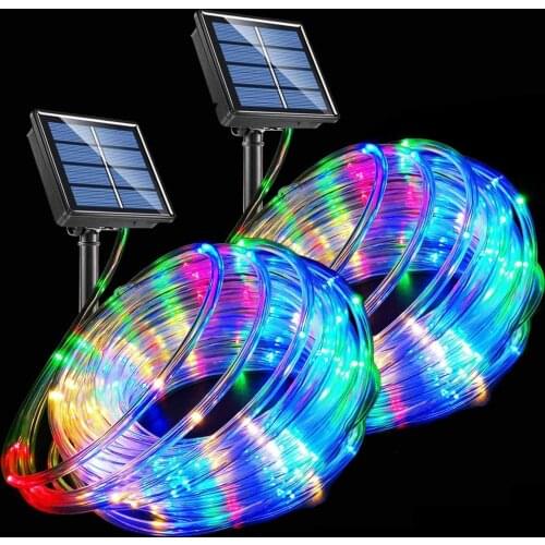 LED Rope Lights Solar Powered String Lights 40Ft 120 LEDs 8 Modes Indoor Outdoor Waterproof for Garden Christmas Decor,2 Pack