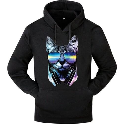 BINYUXD 2018 Hoodies Sweatshirt Men/Women Long Sleeve Hoodie Mens Casual Hoody Fashion Hip Hop streetwear music DJ cat Pullover