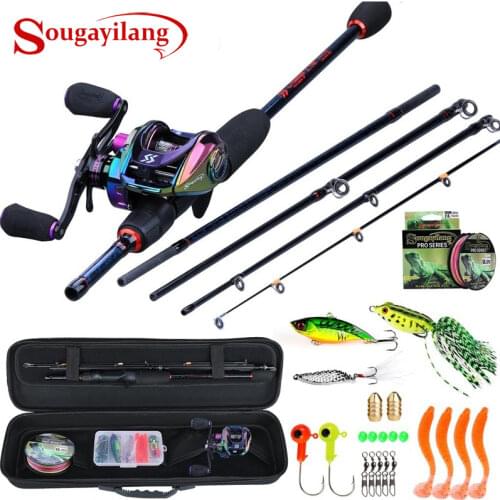 Sougayilang Casting Rod Combo 5 Section Carbon Rod and 9+1BB Baitcasting Reel with Line Lure Accessories Carrier Bag Full Kits
