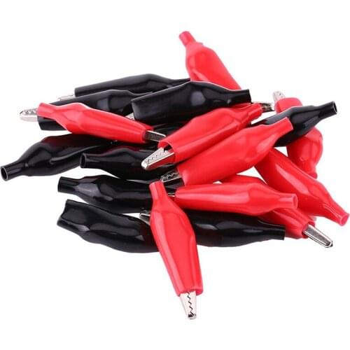 100pcs 28MM 35MM 45MM Metal Alligator Clip Crocodile Electrical Clamp For Testing Probe Meter Black And Red With Plastic Boot