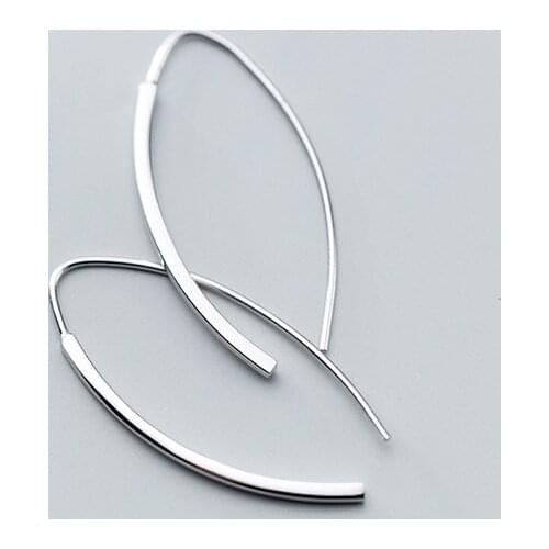 MloveAcc Genuine 925 Sterling Silver Smooth Stick Moon Drop Earring for Women Fashion Silver 925 Jewelry Gift Wholesale