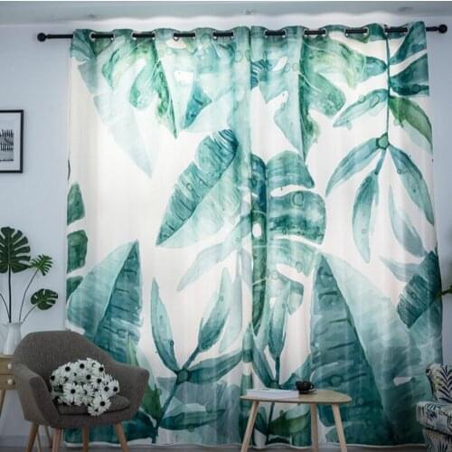 1pcs Nordic Ins Digital Printed 3d Palm leaf Curtains For Bedroom Window Decoration Modern Style plant Pattern Window Curtain