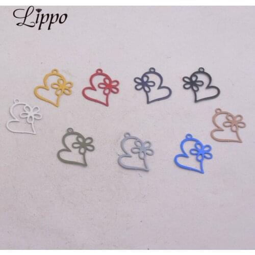 100pcs AC9285 16*18mm Hearts and Star Charms Small Heart Pendants Diy Jewelry Components