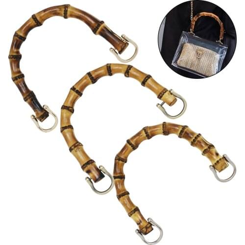 2pcs U Shape Bamboo DIY Tote Purse Replacement Accessories Making Bag Ornament Purse Bags Handle for Handcrafted Lady Handbags