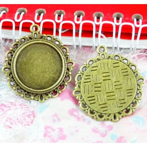 20pcs 20mm Inner Size Antique Bronze Plated Blank Base Setting Tray Pendants Diy Jewelry accessories