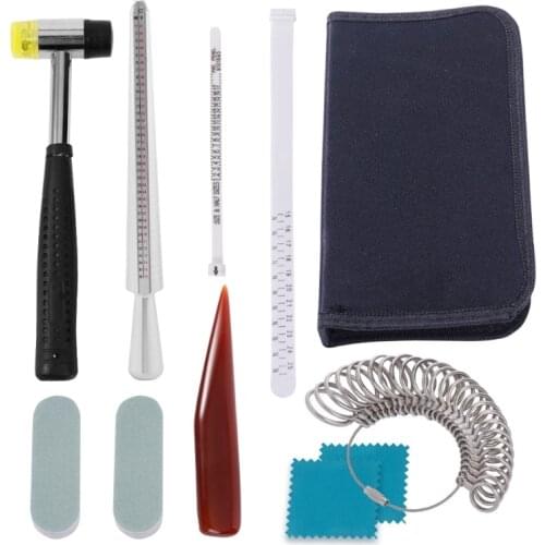 21pcs Professional Jewelry Making Tools DIY Mandrel Stick Finger Gauge Ring Sizer Measuring Set US/UK/JP/HK Size
