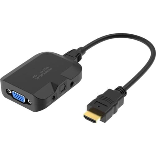 2K 1080P HDMI-compatible Converter / 3.5mm Toslink Optical Audio Port for Laptop Notebook PC To VGA TV Projector Display Monitor