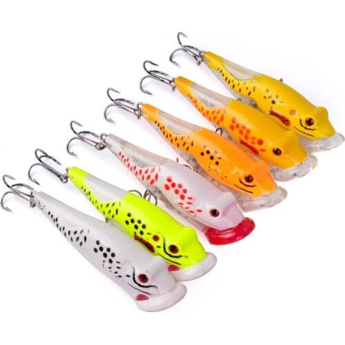 5PCS Fishing Popper Minnow Fish Bass lure hook baits 8cm/13g