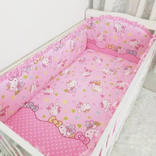 6PCS lovely Baby Crib Bed Linen Crib Sheet Cot 100% Cotton (4bumpers+sheet+pillow cover)