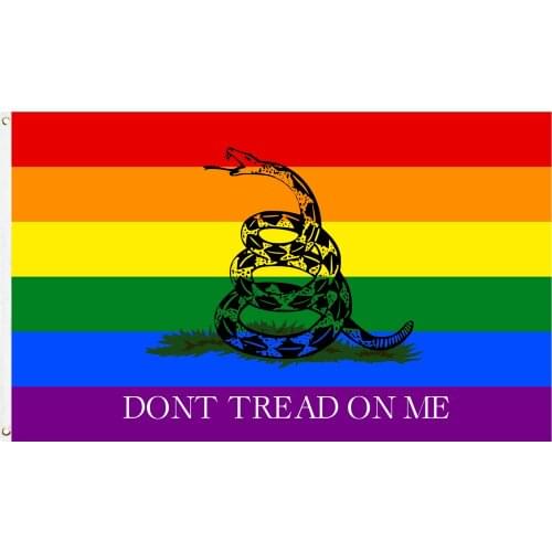 60x90cm/90x150cm Dont Tread On Me Snake LGBT Pride Flag 2x3ft/3x5ft Rainbow Gay Banner