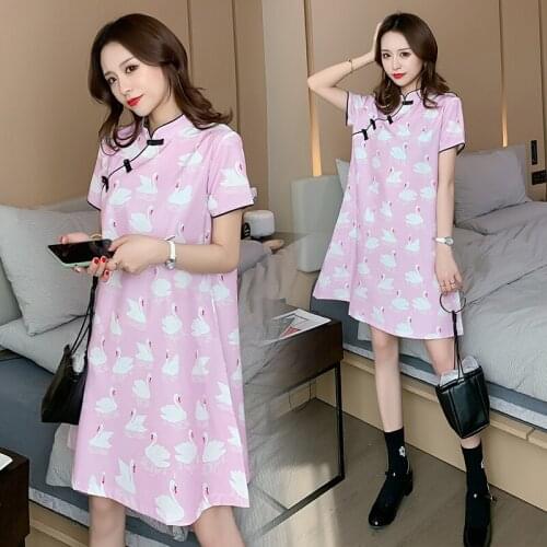 9921# Maternity Dress Summer fashion Cotton Short Sleeve Loose Stylish A Line Dress for Pregnant Women Mom Dress