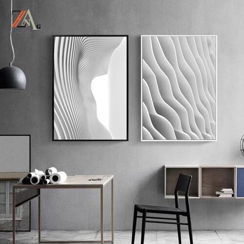 Abstract art black and white architecture wall art canvas painting modern home decor posters and prints living room murals