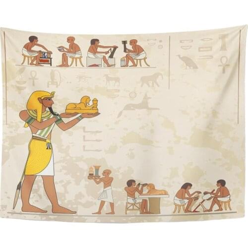Africa Ancient Egypt Egyptian Hieroglyph and Symbol Culture Murals with Scene Amulet Amun Tapestry Home Decor Wall Hanging