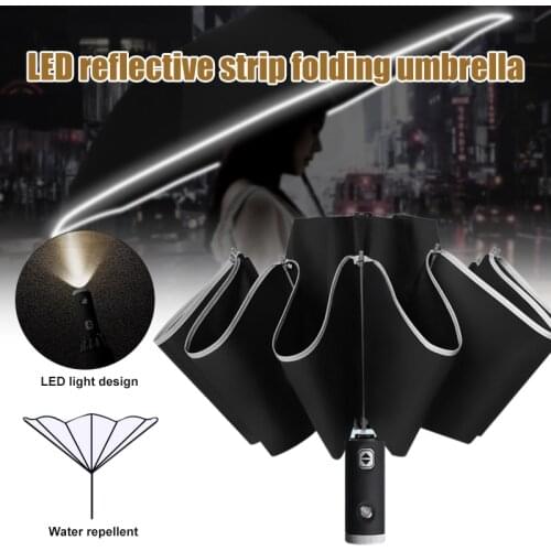 Automatic Umbrella Reverse Folding Business Umbrella With Reflective Strips Umbrellas Rain For Men Women Windproof Male Parasol