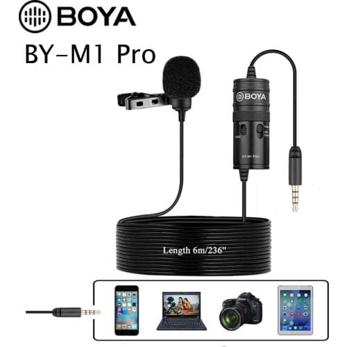 BOYA BY-M1 Pro Universal Lavalier Microphone Clip-on Mic For Smartphones DSLR Camera Camcorders Audio Recorders PC Etc