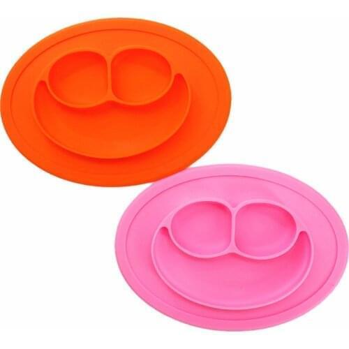 Chenkai 5pcs 8 Color Silicone Baby Smile Face Dinner Plate Baby Tableware Waterproof Food Feeding Bowl Shatter-resistant Plate