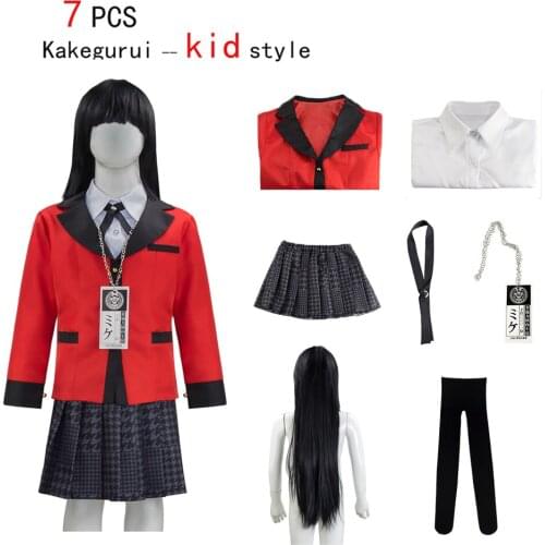 Children Kakegurui cosplay Figure Yomotsuki Runa cosplay costume jacket JK school girl uniform shirt Halloween child new suit