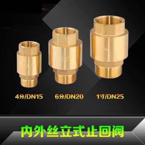 DN15/20/25 brass vertical check valve spring check valve inside and outside the wire vertical check valve G1/2, G3/4 ,G1"